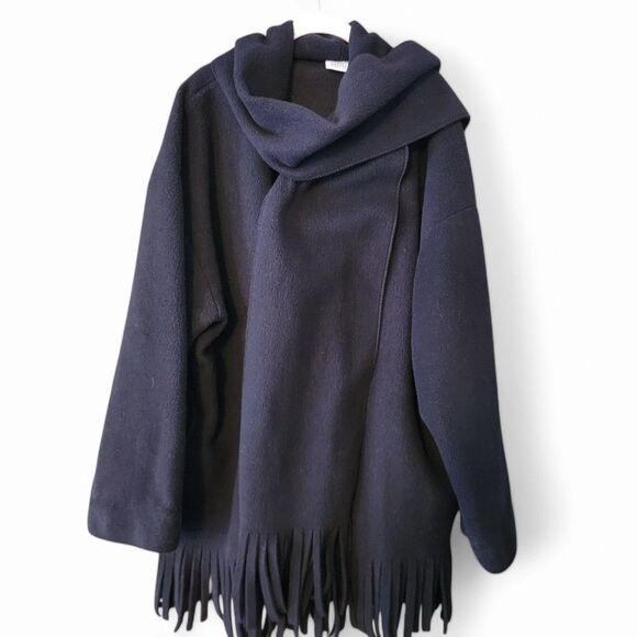 Jackets & Blazers - Vintage Maralyce Ferree - Portland, Maine Fleece Tassel Scarf Jacket L